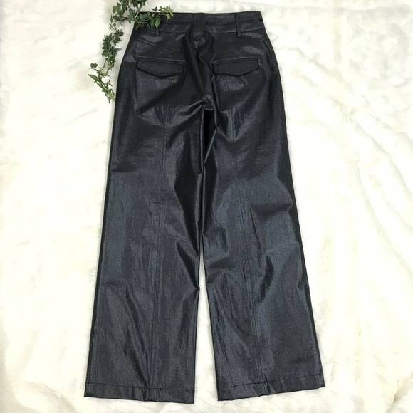 2B Rych Wide Leg Gray Metallic Shiny Dress Pants 4 - Picture 4 of 7